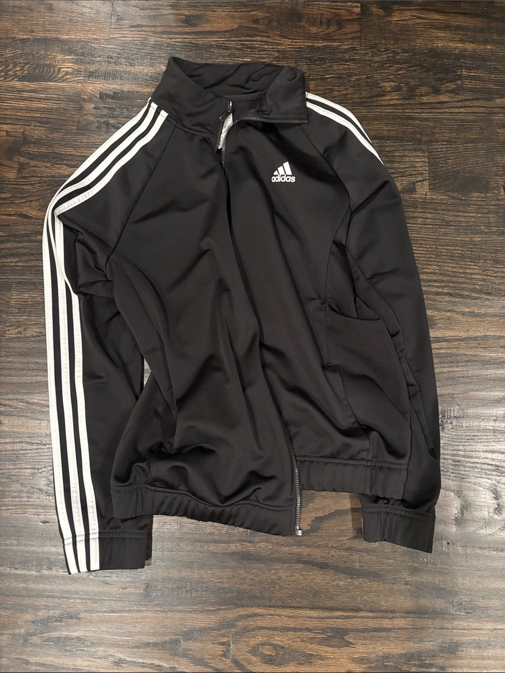 adidas Black Jacket with White Stripe Detailing